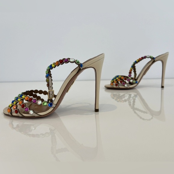 AQUAZZURA RAINBOW TEQUILA CRYSTAL SANDALS SIZE IT 37.5 / US 37.5 - Picture 11 of 17
